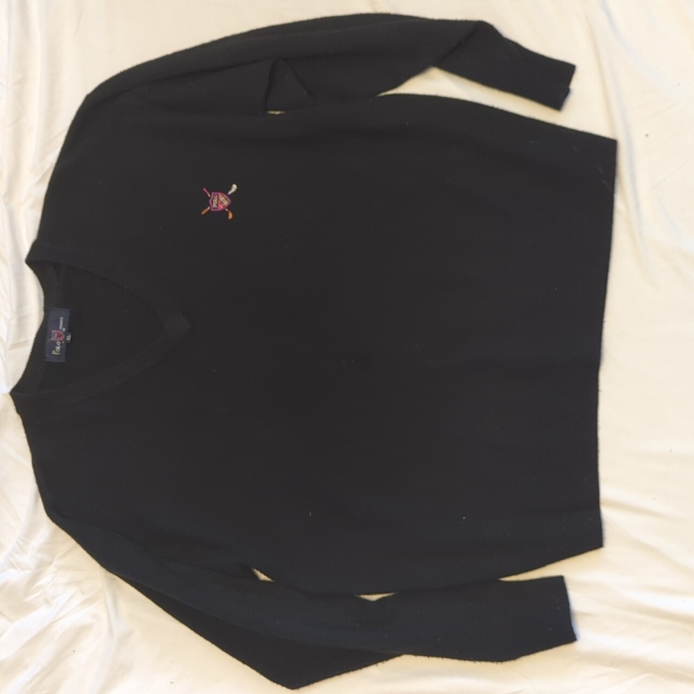 Men's cashmere Polo sweater in black size large